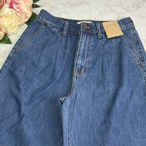 Madewell Womens High Rise Pleated Waist Wide Leg Trouser Jean Size 25 New